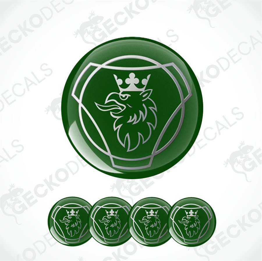 Green round decal with a lion emblem and crown on a white background