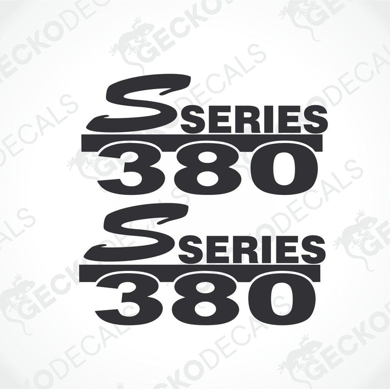 Two black decals with the text 'Scania 380 SERIES' in different styles.