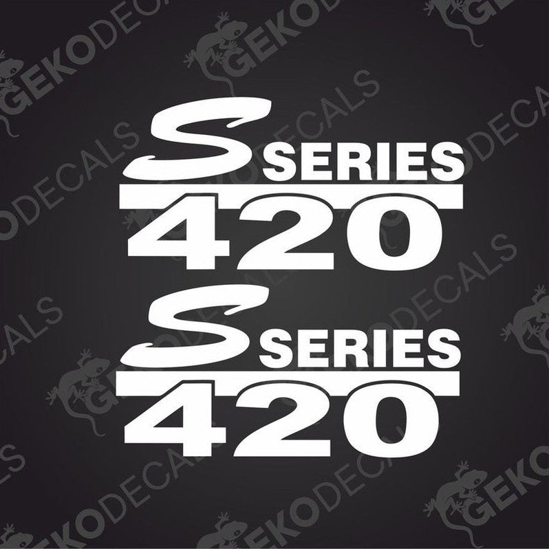 Two white decals with the text 'S SERIES 420' on a black background, typically used for vehicle customization.