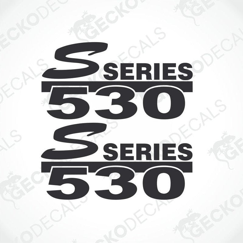 Two black decals with the text 'S SERIES 530' on a white background, intended for use on vehicles.