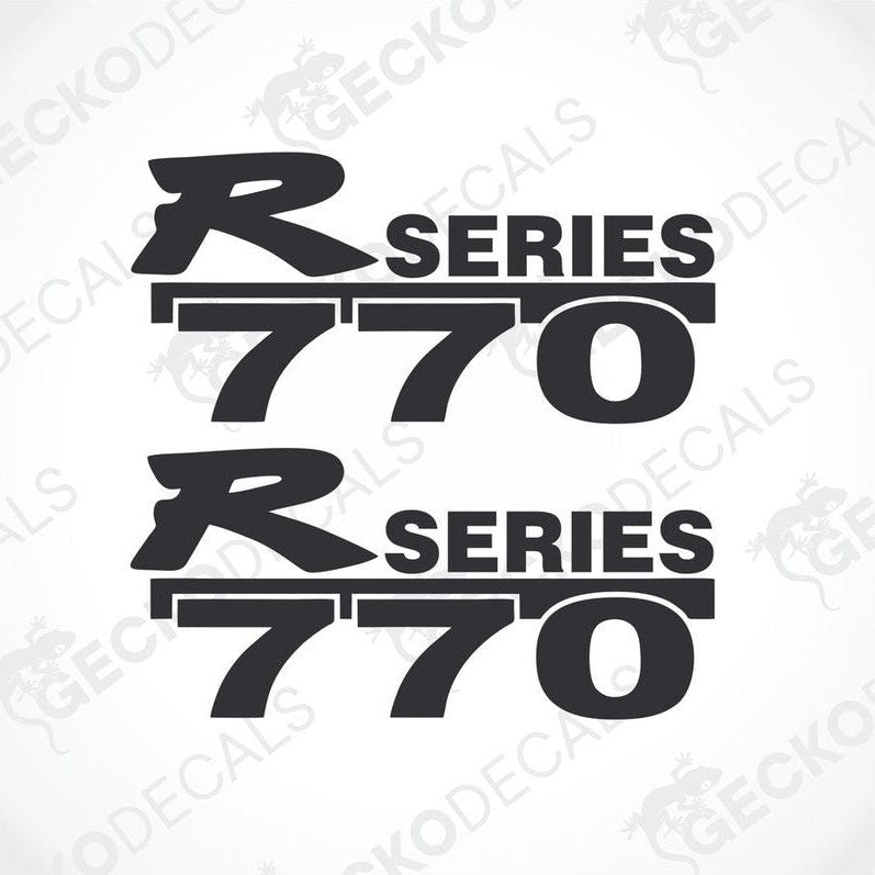 Two black decals with the text 'R SERIES 770' on a white background.