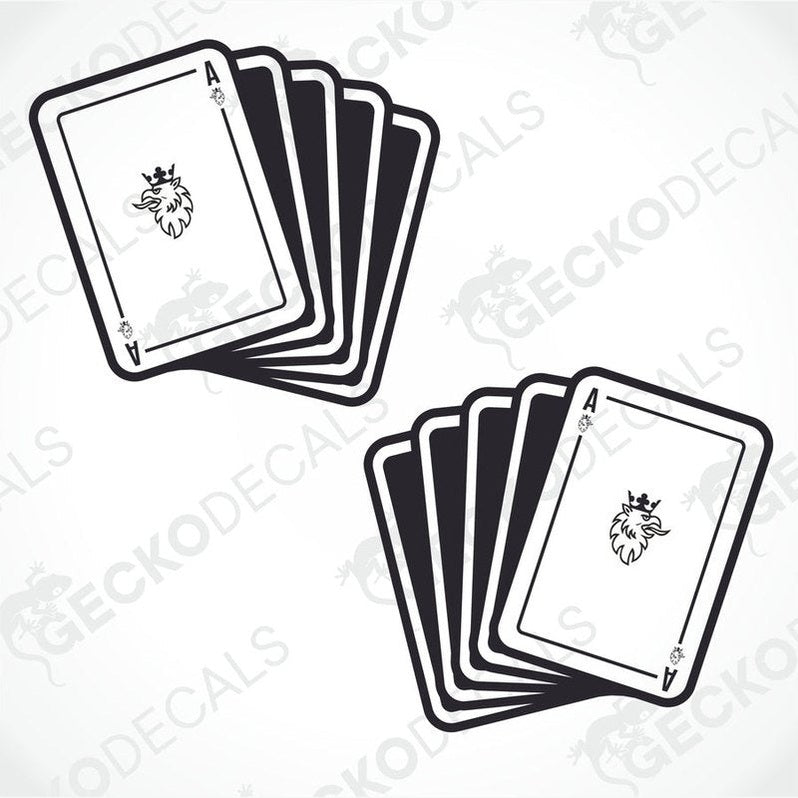 Two sets of decal stickers depicting playing cards with the ace of spades face design, intended for use on vehicles.
