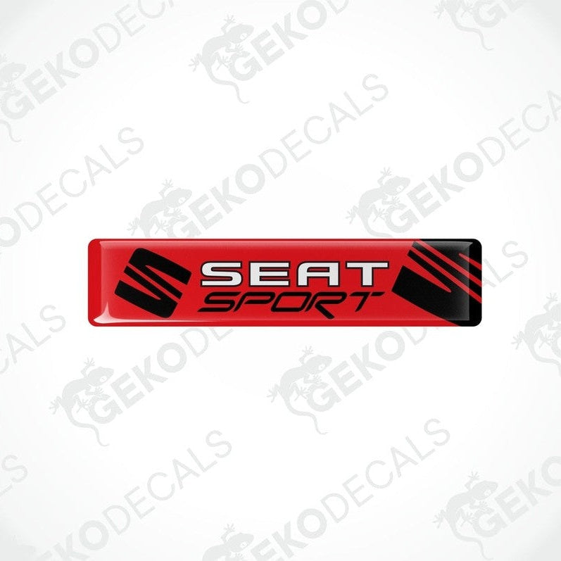 Red, black, and white vinyl stickers with the text 'SEAT RACING' printed on them.