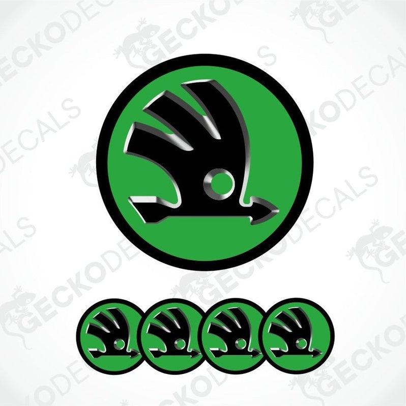 Green and black logo with a stylized design on a white background.