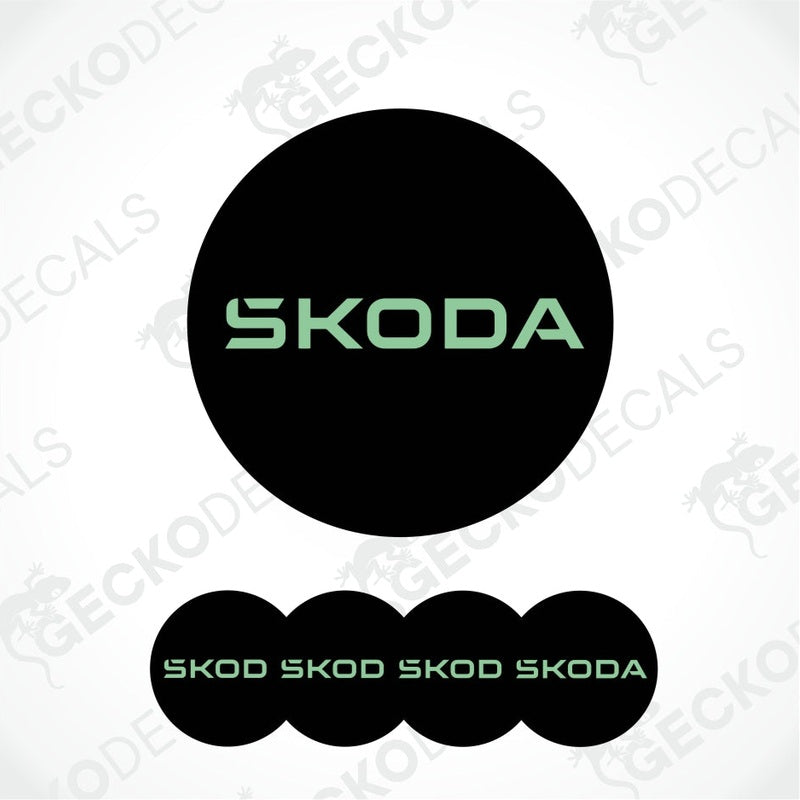 Skoda logo and text on a white background