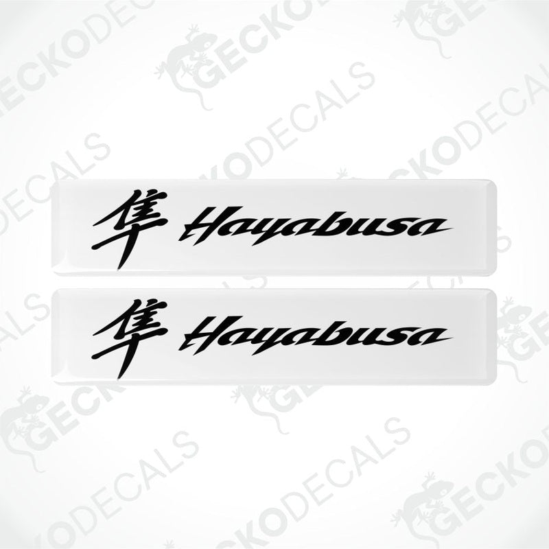 Two 'Hayabusa' decals with Japanese characters on a white background.