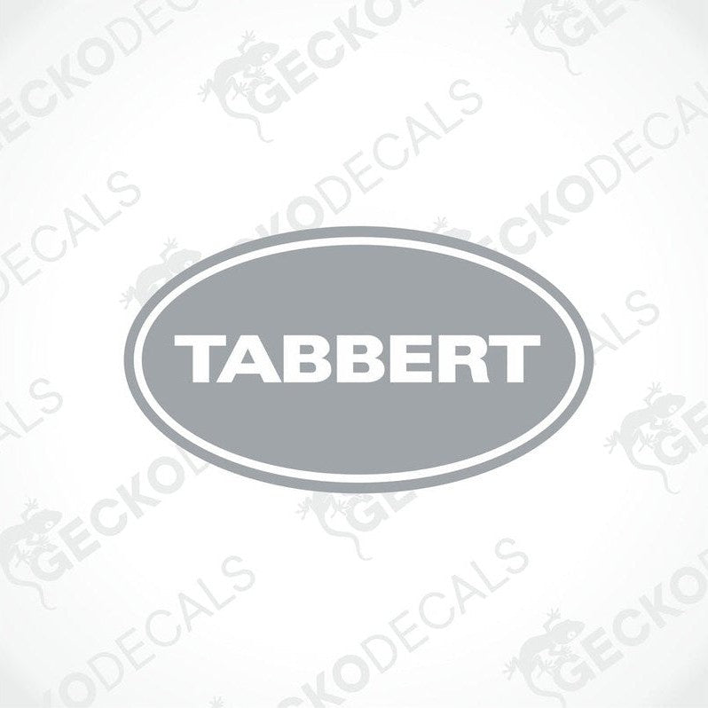 A die cut sticker with the brand name TABBERT displayed in an oval shape, intended for use on vehicles or other surfaces.