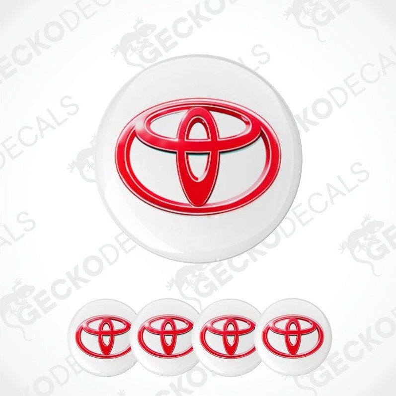 Set of Toyota logo car stickers on a white background