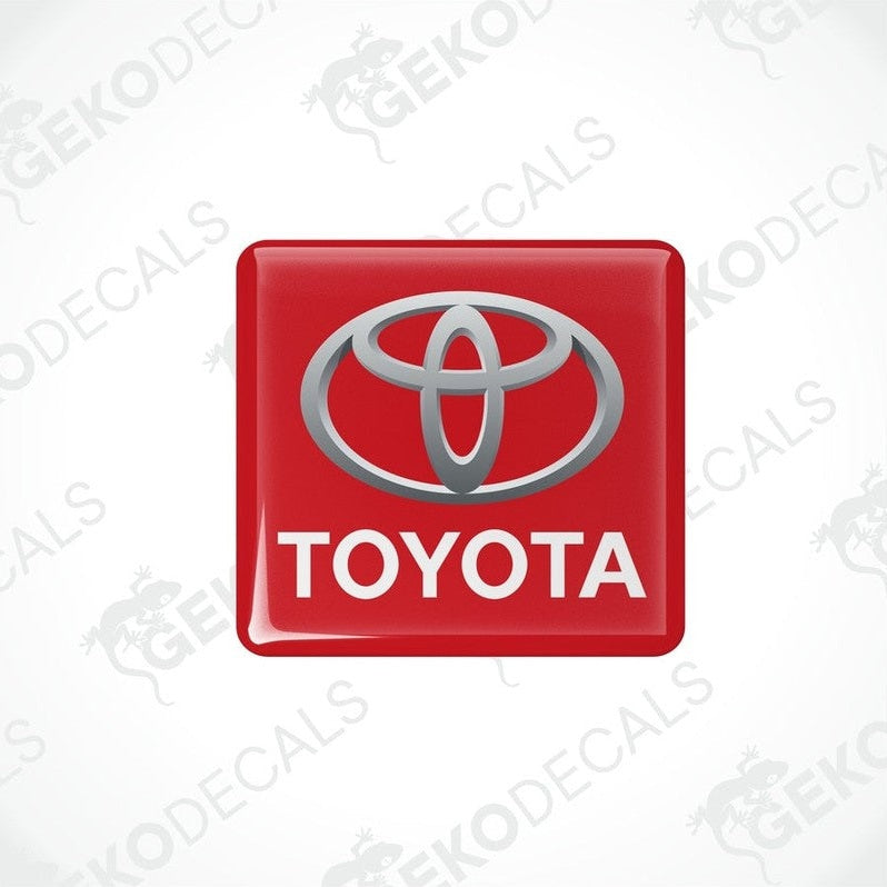 Red vinyl stickers with the Toyota logo in red and white.