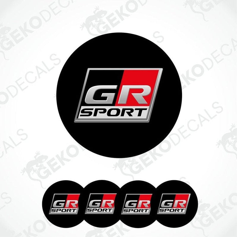 A set of four vinyl decals with polyurethane coating featuring the GR Sport logo.