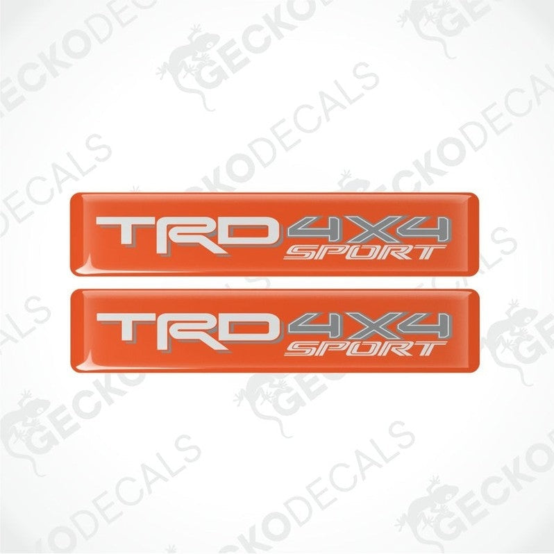 Two orange 'TRD 4x4 Sport' decals on a white background with 'Gecko Decals' watermark.