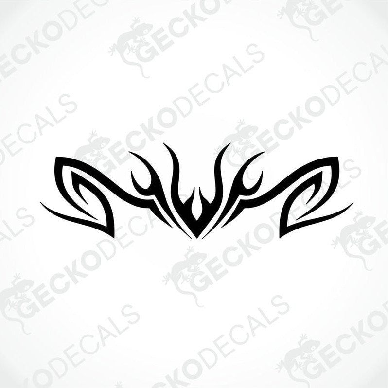 A black and white tribal pattern die cut decal on a white background.