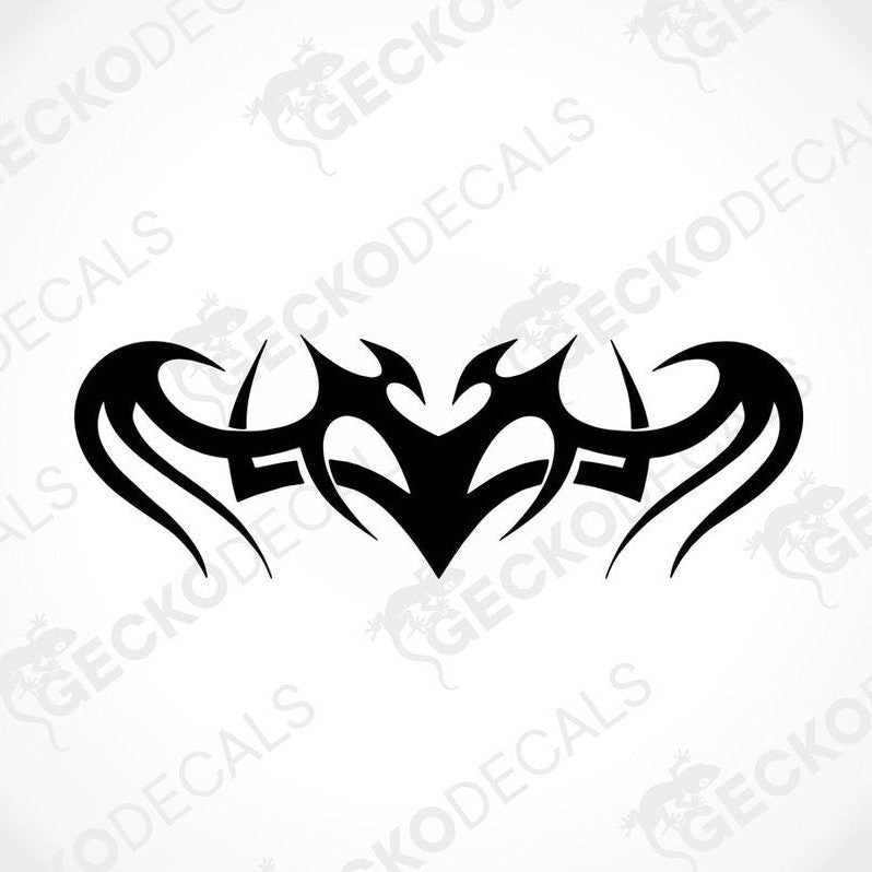 A black and white die cut sticker with a tribal pattern design.