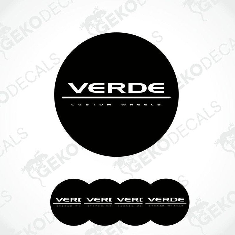 A set of four black vinyl stickers with the text 'WERDE' custom wheels printed on them, displayed against a white background.