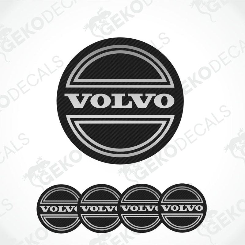 Black and white Volvo logo and text on a light gray background