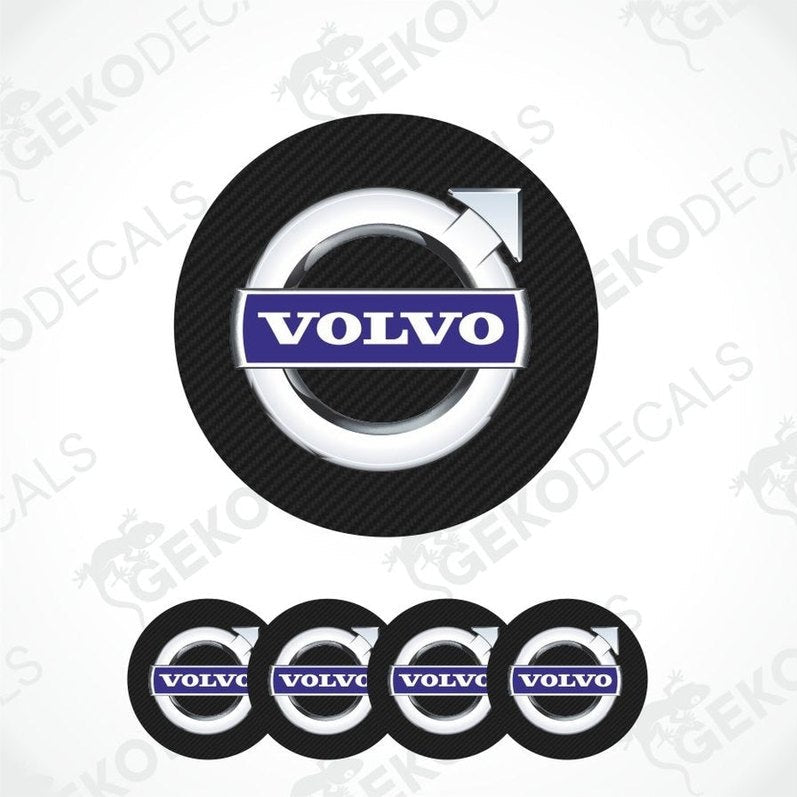 Set of Volvo logo car stickers on a white background