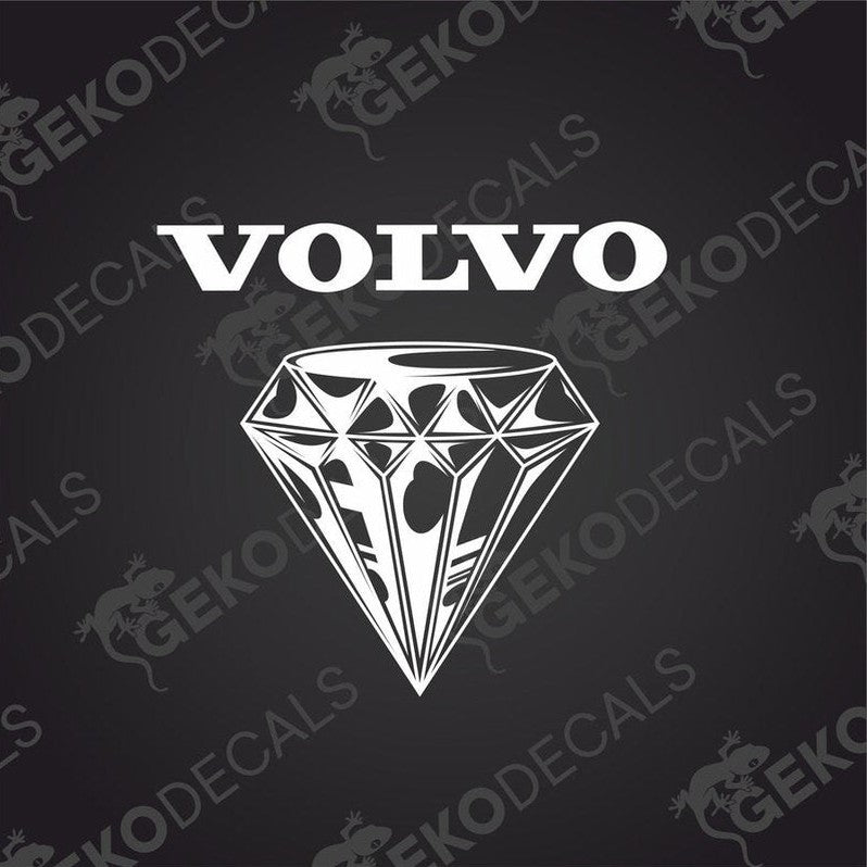 A black die cut sticker of the Volvo brand logo, featuring a diamond-shaped design.