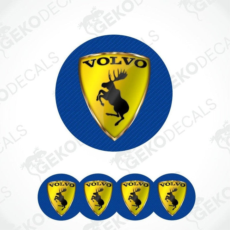 Volvo logo with deer emblem on a blue background, featuring the brand name 'GEKODECALS'.