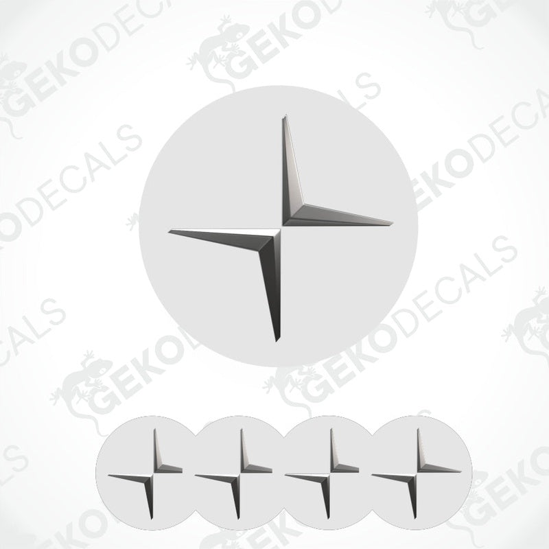 White car emblem with star design on a white background, featuring the brand 'Gekodecals'.