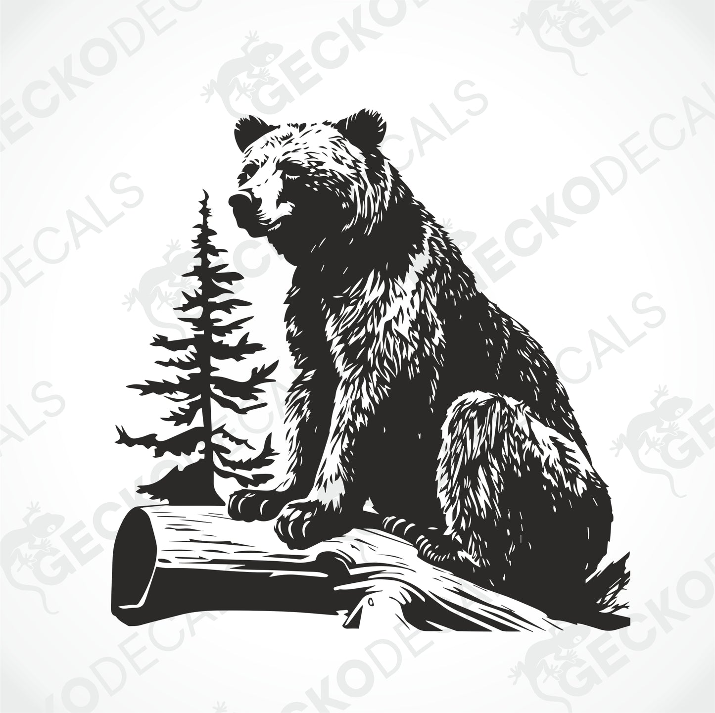 THE BEAR IS SITTING ON A STUMP