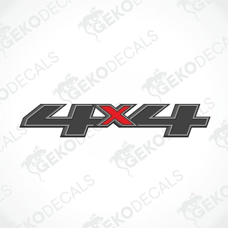 Black and gray 4X4 die-cut decal with red X for car exterior or interior
