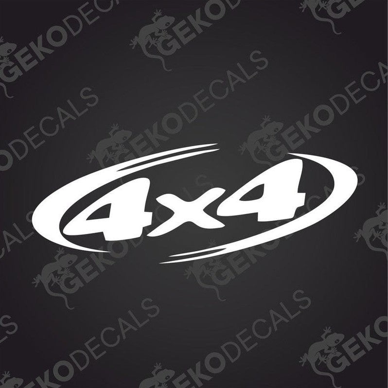 White 4x4 die cut car decal with motion swoosh for off road vehicle