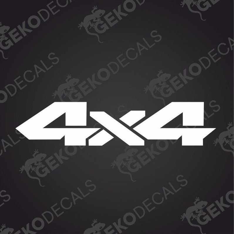 White 4x4 die cut car decal with geometric font on transfer paper