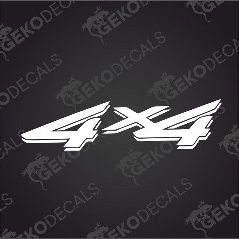 White 4X4 die cut car decal with bold angular font for off road vehicle