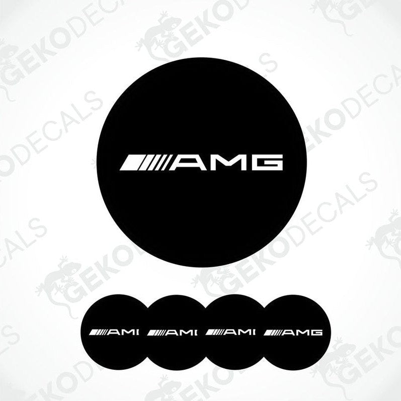 A set of four black vinyl decals with the AMG logo.
