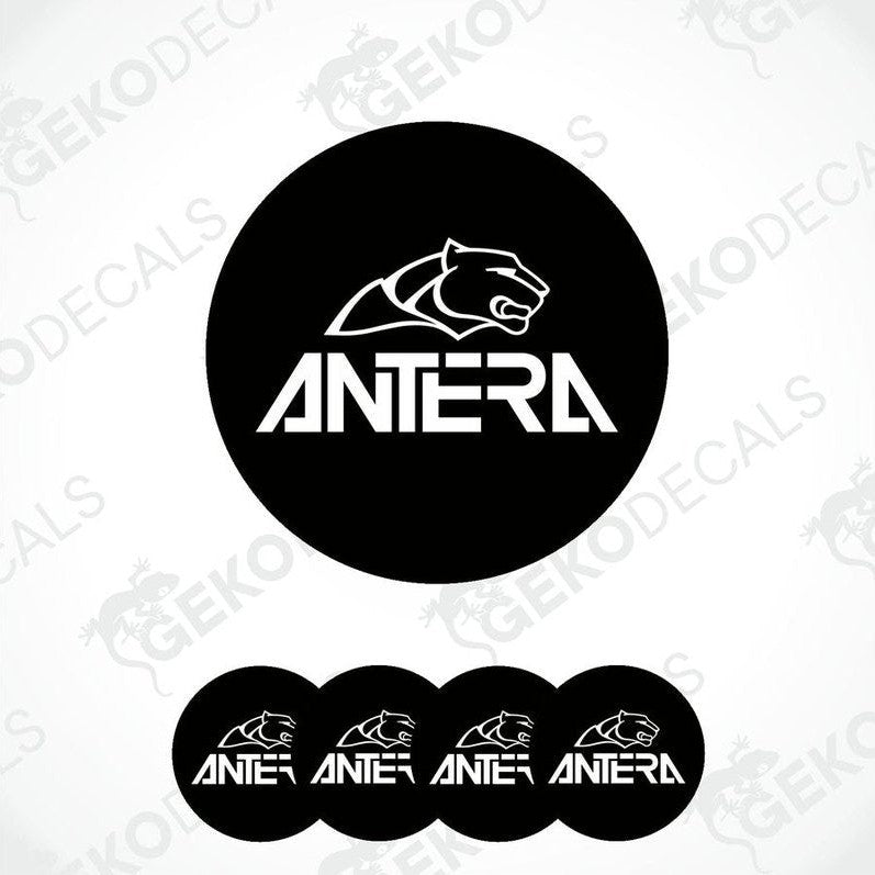 A set of black vinyl stickers with the 'ANTERA' brand logo in white.