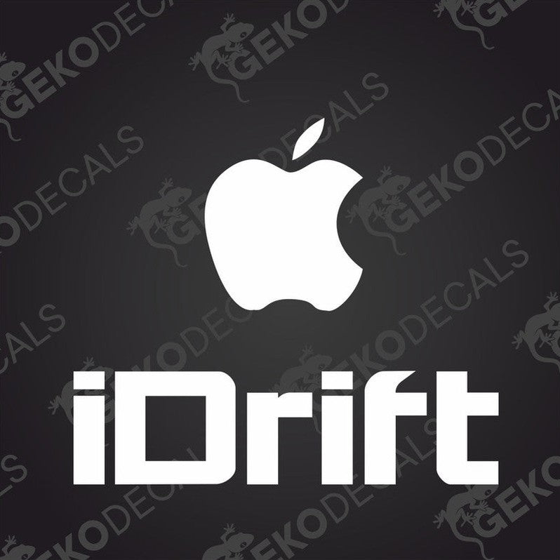 Decal of the Apple logo with the brand name iDRIFT below it.