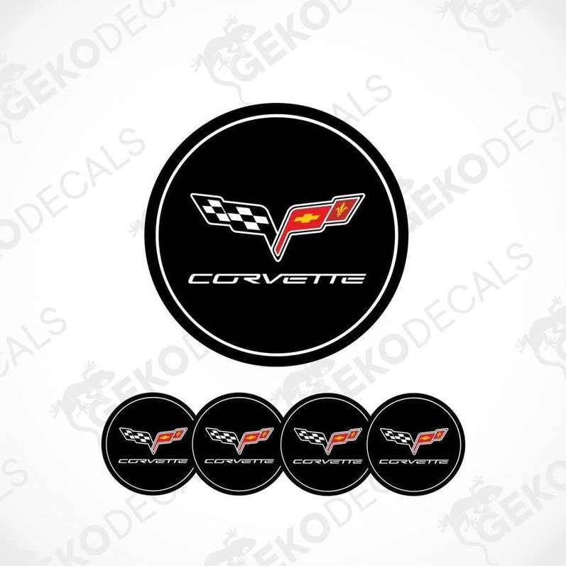 A set of four black vinyl decals with the CHEVROLET CORVETTE logo.
