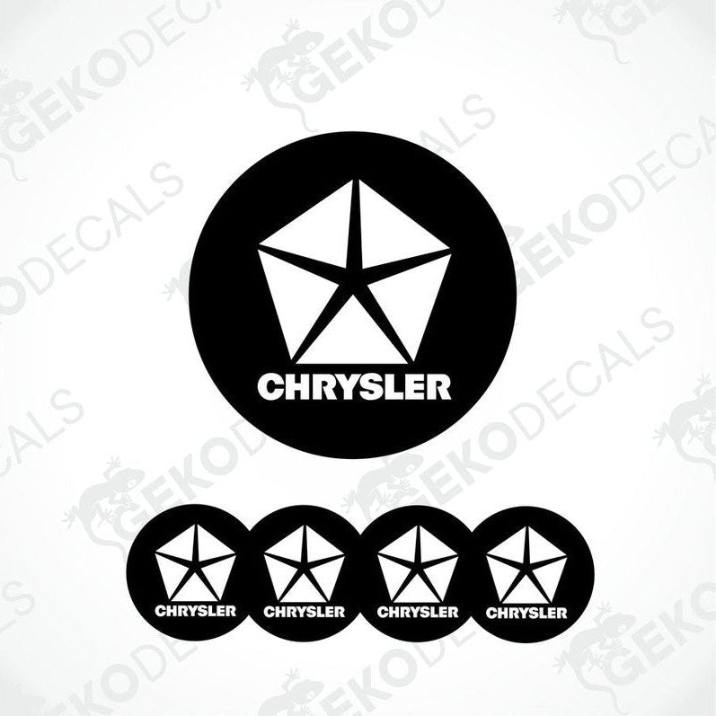 Set of four black and white vinyl decals with the Chrysler logo.