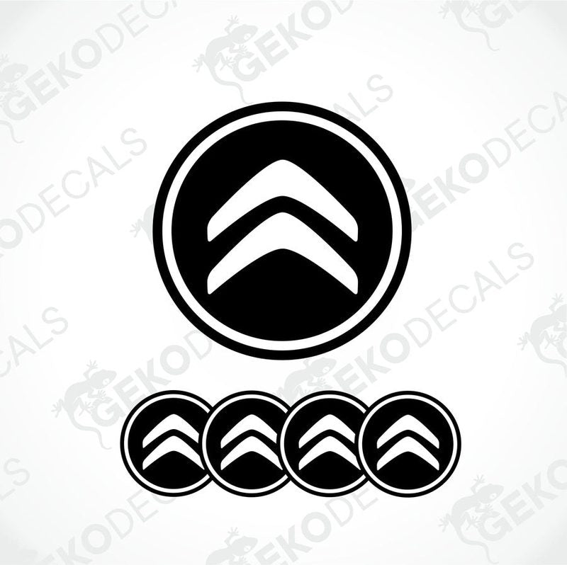 A set of four black and white vinyl decals with the CITROEN logo.