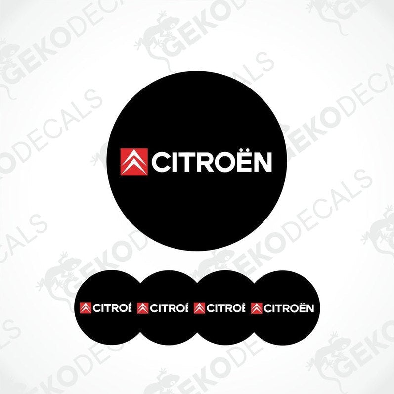 A set of four black vinyl decals with the CITROEN logo in white.