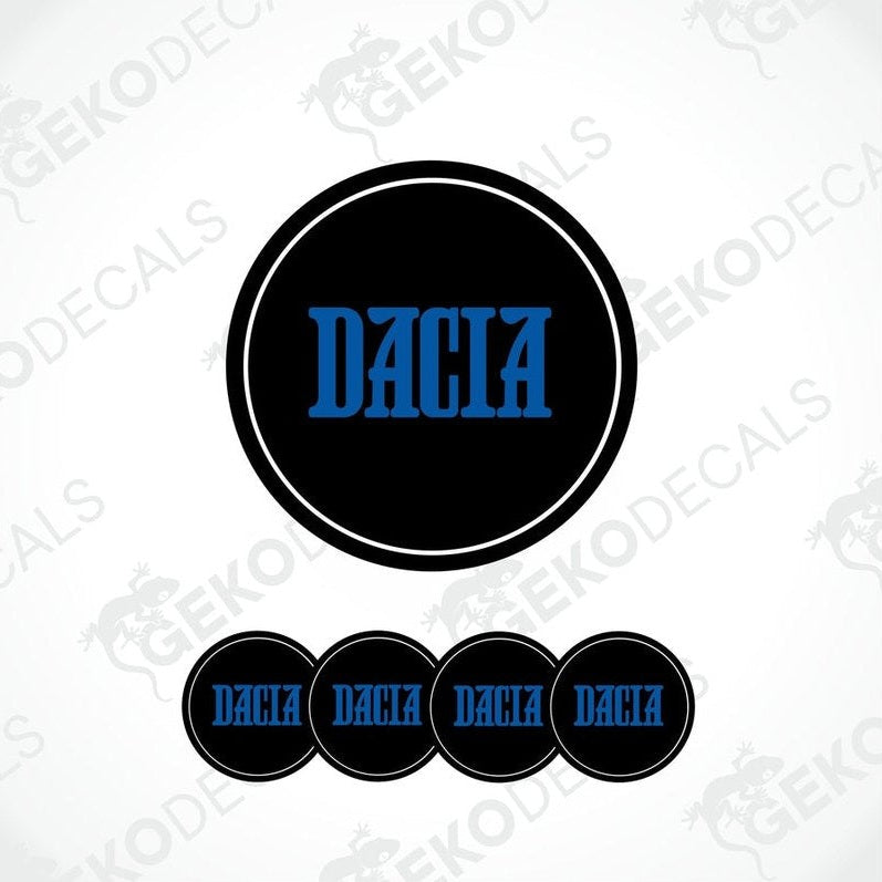 A set of black vinyl decals with the blue DACIA logo displayed prominently in the center.