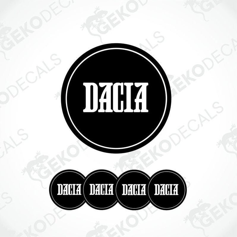 A set of black vinyl decals with the DACIA logo displayed prominently in the center.