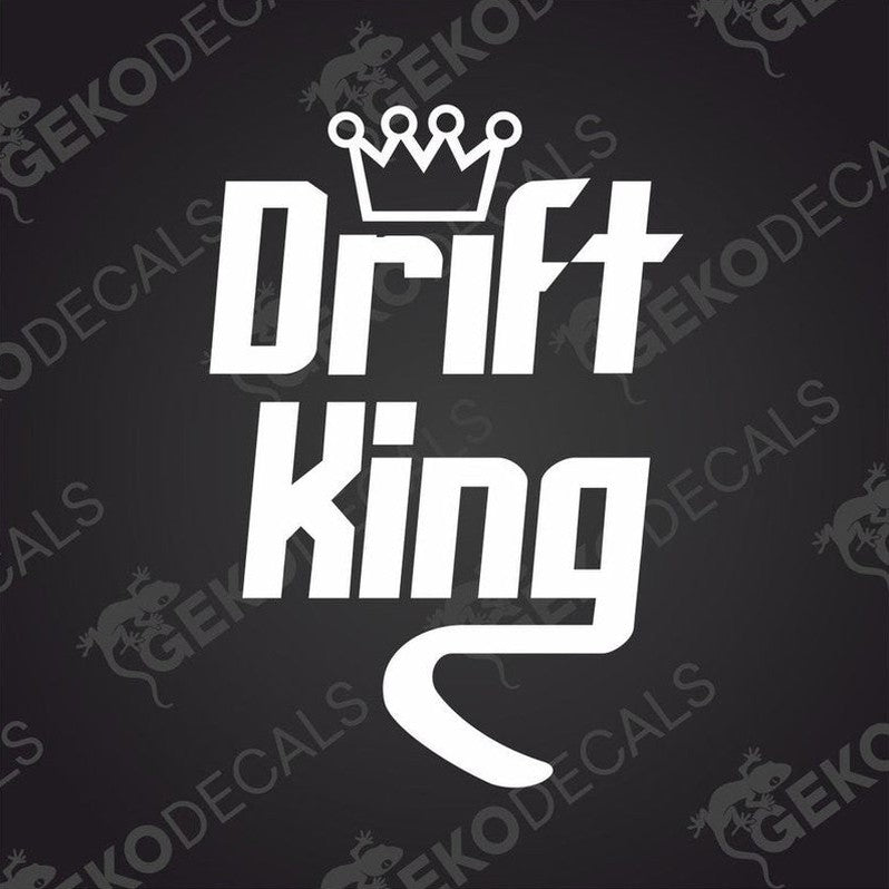 White text 'DRIFT KING' and a graphic of three crowns above the text.
