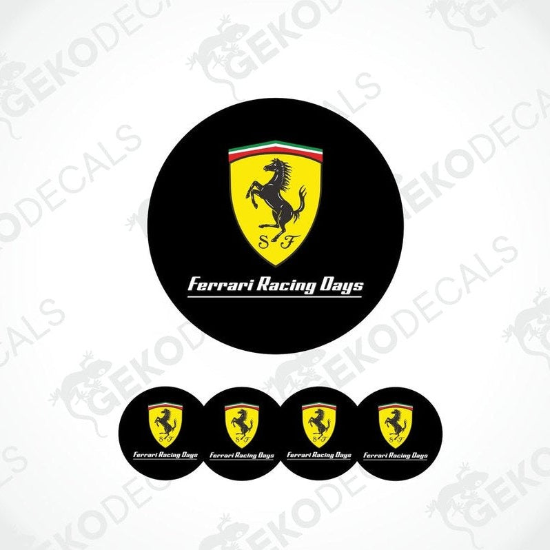 A set of vinyl decals for a car, featuring the Ferrari Racing Days logo.
