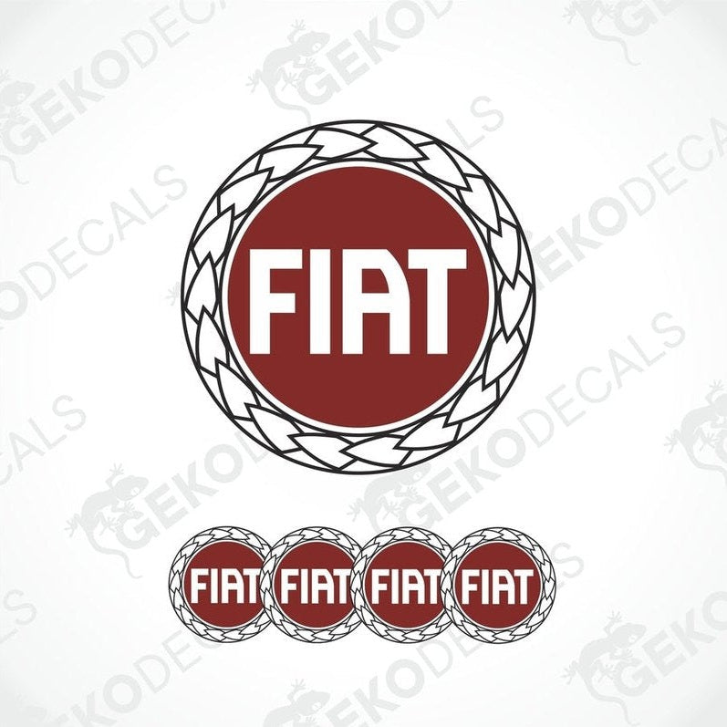 A set of vinyl decals for a car with the brand name 'FIAT' on them, displayed on a white background.