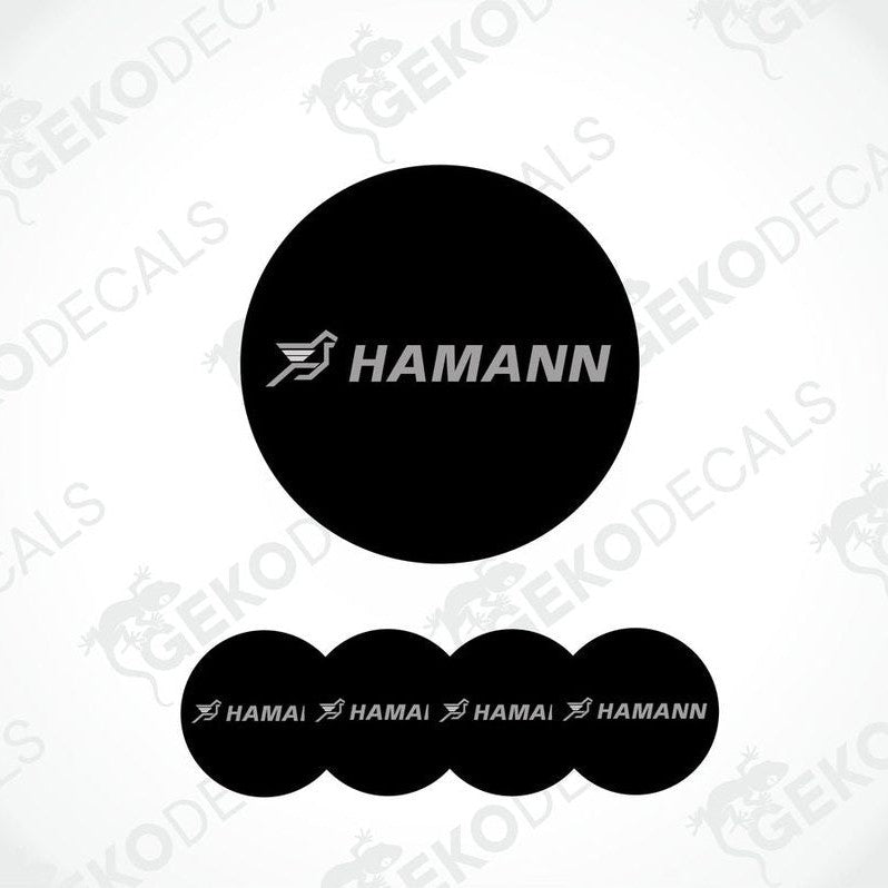 Set of four black round car decals with the HAMANN logo in the center.