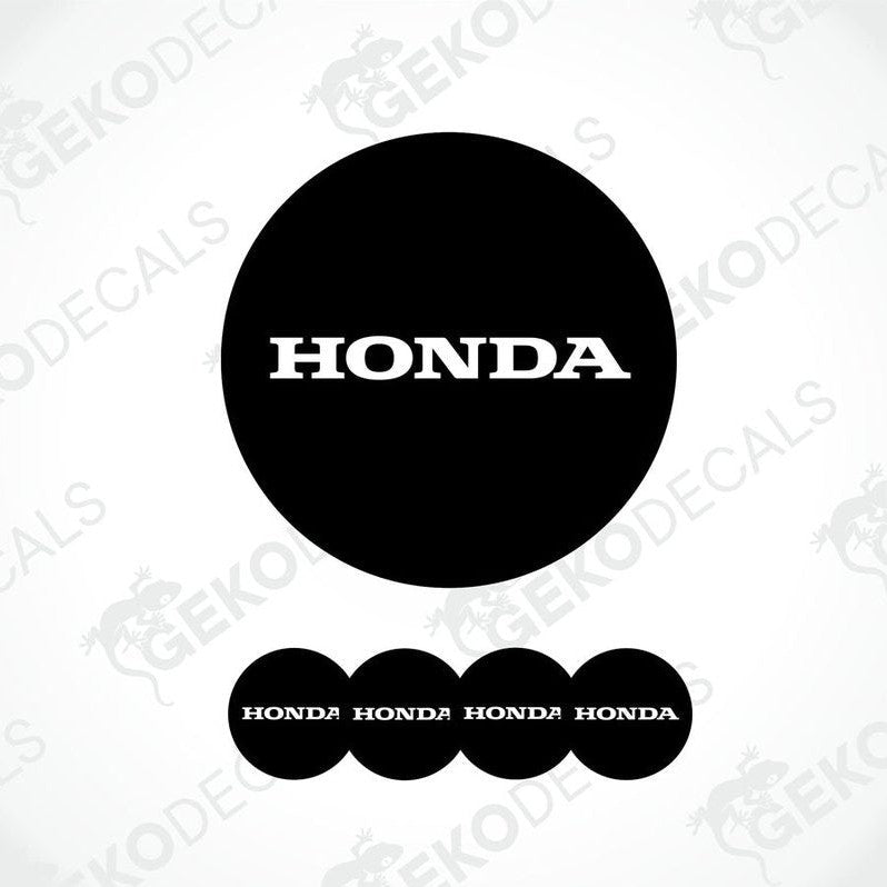 A set of four white and red vinyl decals with the HONDA logo.