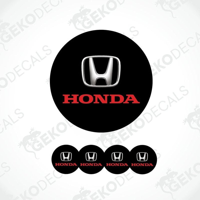 A set of black vinyl decals with the Honda logo in red and silver.