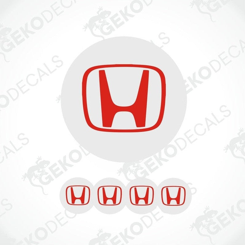 A set of four white and red vinyl decals with the HONDA logo.