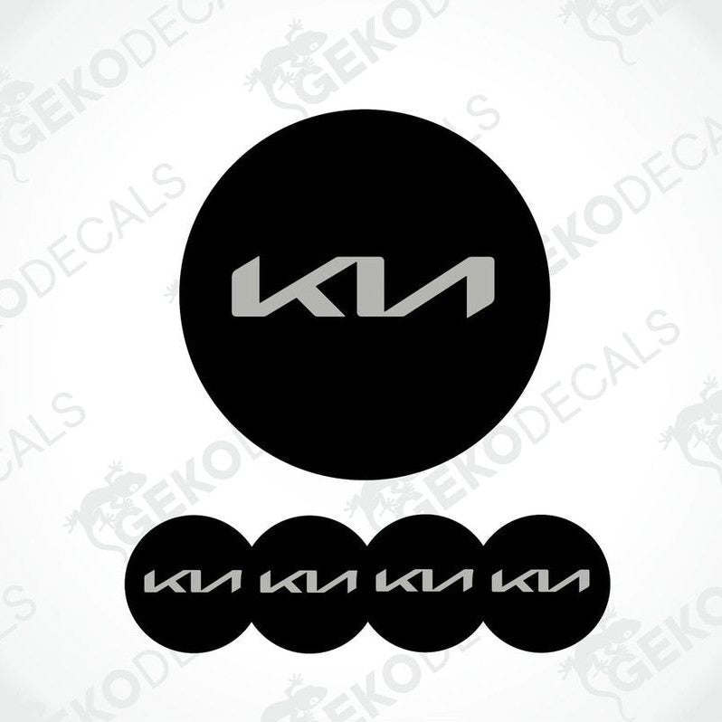 A set of four black vinyl decals with the KIA logo.