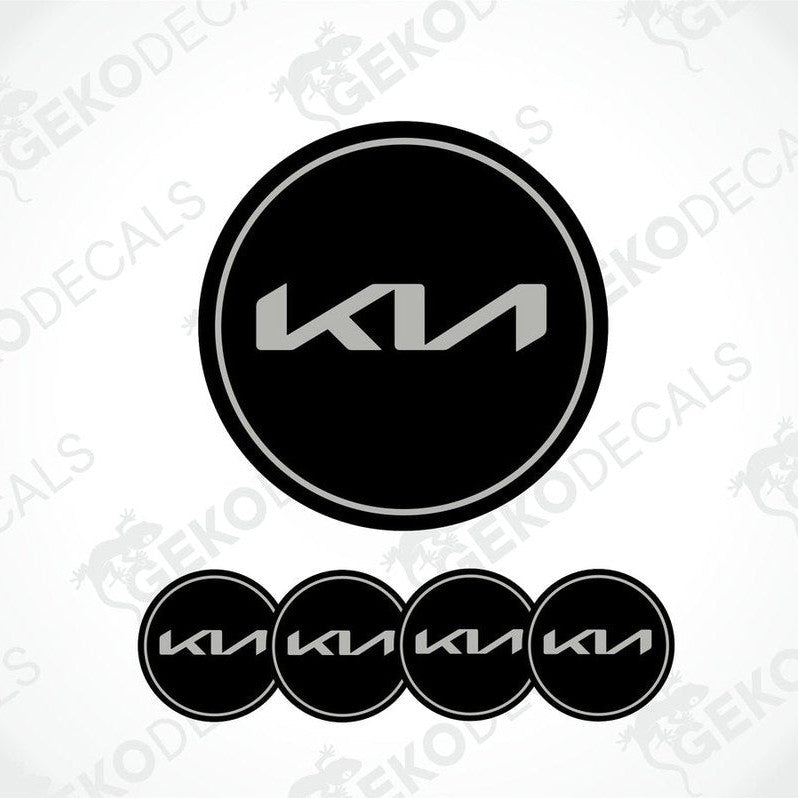 A set of four black vinyl decals with the KIA logo.