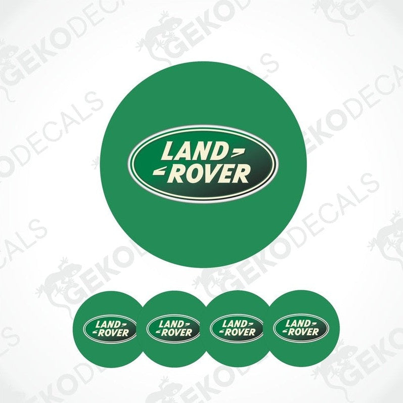 Set of five green vinyl decals with the Land Rover logo.