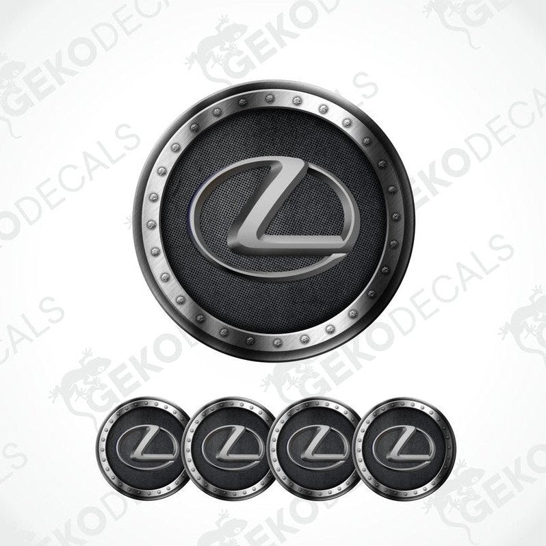 Set of vinyl decals with the LEXUS logo, designed for use as car wheel caps.