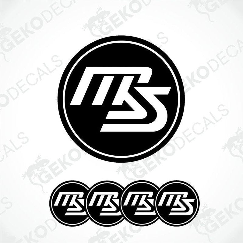 A set of black and white vinyl decals with the MAZDASPEED logo.