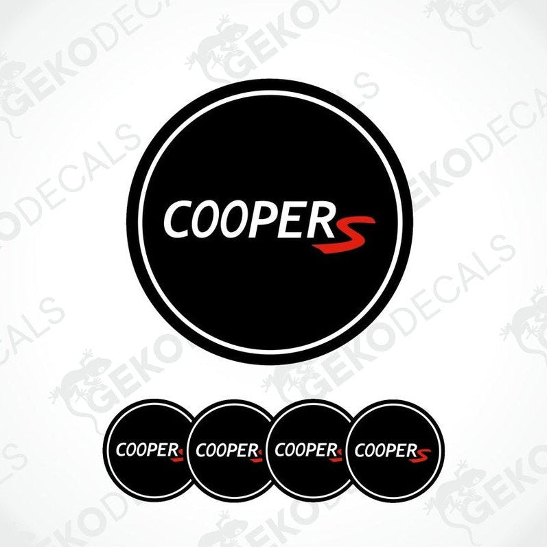 Set of four black and red vinyl decals with the text 'COOPERS' suitable for MINI COOPER S vehicles.